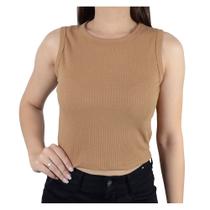 Regata Feminina LZT Cropped Canelada Marrom Baunilha - 8085 Regata Feminina LZT Cropped Canelada Marrom Baunilha - 8085