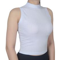 Regata Feminina LZT Cropped Gola Alta Branca - 8056 Regata Feminina LZT Cropped Gola Alta Branca - 8056