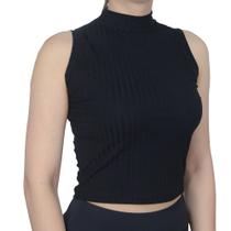 Regata Feminina Lzt Cropped Gola Alta Preta - 8056 Regata Feminina Lzt Cropped Gola Alta Preta - 8056