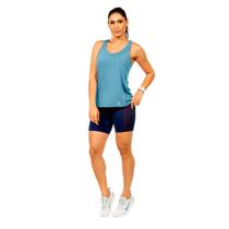 Regata Feminina Meia Malha Dry Proteção UV 50+ Ref. 592104 Cor:AzulTamanho:GG