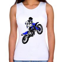 Regata Feminina Motocross Jump Azul - Foca na Moda Regata Feminina Motocross Jump Azul - Foca na Moda
