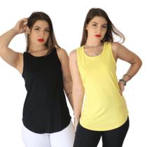 Regata Feminina Nadador Longline Viscolycra Tapa Bumbum Moda Academia Fitness Kit 2 Cores Combinadas Linha Calor