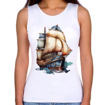 Regata Feminina Navio Vintage - Foca na Moda Regata Feminina Navio Vintage - Foca na Moda