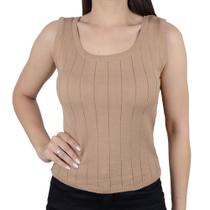 Regata Feminina Parado no Ar Tricot Marrom - 721138