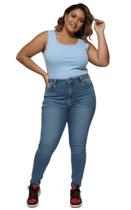 Regata Feminina Plus Size de Malha Canelada Canelada Premium, Modelagem Justa e Alças largas hz regpl 001