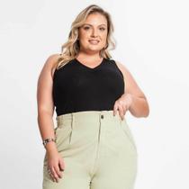 Regata Feminina Plus Size Em Ribana Canelada Secret Glam