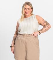 Regata Feminina Plus Size em Visco Secret Glam Bege Regata Feminina Plus Size em Visco Secret Glam Bege