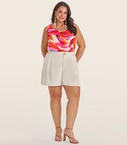 Regata Feminina Plus Size em Viscose Secret Glam Laranja Regata Feminina Plus Size em Viscose Secret Glam Laranja