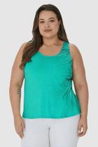 Regata Feminina Plus Size Estampa Localizada em Malha Viscolinho Stretch - Malwee Regata Feminina Plus Size Estampa Localizada em Malha Viscolinho Stretch - Malwee
