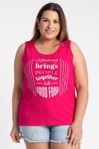 Regata Feminina Plus Size Estampada Detalhe Renda Gota Costas - Serena