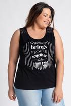 Regata Feminina Plus Size Estampada Detalhe Renda Gota Costas - Serena Regata Feminina Plus Size Estampada Detalhe Renda Gota Costas - Serena