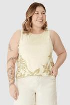 Regata Feminina Plus Size Evasê Estampada em Malha Viscolinho Stretch - Malwee Regata Feminina Plus Size Evasê Estampada em Malha Viscolinho Stretch - Malwee