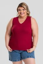 Regata Feminina Plus Size Ribana Canelada Decote V Regata Feminina Plus Size Ribana Canelada Decote V