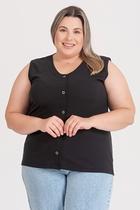 Regata Feminina Plus Size Ribana Marrocos Detalhe Botão - Serena Regata Feminina Plus Size Ribana Marrocos Detalhe Botão - Serena