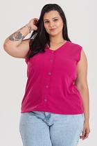 Regata Feminina Plus Size Ribana Marrocos Detalhe Botão - Serena Regata Feminina Plus Size Ribana Marrocos Detalhe Botão - Serena