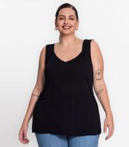 Regata Feminina Plus Size Visco Tricot Secret Glam Preto