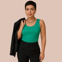 Regata Feminina Ribana Canelada Verde Blusinha Básica Verão