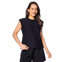 Regata Feminina Rovitex Strass Preto
