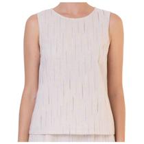 Regata Feminina Seiki Linho Listrada Bege - 421170