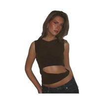 Regata Feminina Sem Mangas Com Decote Redondo, Estilo Casual E Sexy, Confortável E Versátil Para O