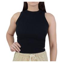 Regata Feminina Stoff Cropped Riviera Preta - 04134 Regata Feminina Stoff Cropped Riviera Preta - 04134