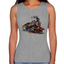 Regata Feminina Trem Watercolor - Foca na Moda Regata Feminina Trem Watercolor - Foca na Moda