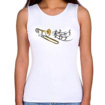 Regata Feminina Trombone Notas Musicais - Foca na Moda
