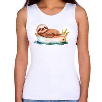 Regata Feminina Ursinho Panda Relaxando Na Piscina - Foca na Moda