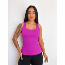 Regata Fitness Feminina Frente Dupla Poliamida Light Academia Treino Confortável