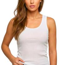 Regata Fitness Feminina Ribana Canelada Malha Premium Academia Treino Casual Leve Moderna Verão