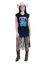 Regata Franja Feminina Texas Farm - Dust And Passion - Cff009 - Preto