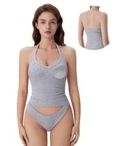 Regata Halter SUUKSESS com Sutiã Embutido Cinza P Regata Halter SUUKSESS com Sutiã Embutido Cinza P
