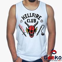 Regata Hellfire Club 100% Algodão Stranger Things Camiseta Regata Séries Geeko