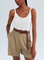 Regata Hering 4AML Feminina Decote U Ribana e Linho T. P/XG