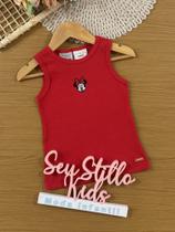 Regata Infantil Animê Verão Vermelha Minnie Disney