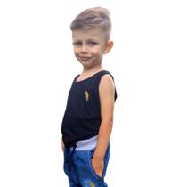Regata Infantil Camiseta 4 ao 8 Básica Lisa Bordado Algodão
