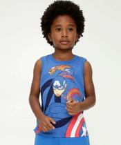 Regata Infantil Capitão América Marvel Tam 4 a 10-62066 Regata Infantil Capitão América Marvel Tam 4 a 10-62066