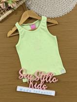 Regata Infantil Cinti Verão Verde com Strass Regata Infantil Cinti Verão Verde com Strass