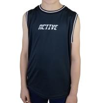 Regata Infantil Masculina Brandili Active Dry Fit Preta 2646 Regata Infantil Masculina Brandili Active Dry Fit Preta 2646
