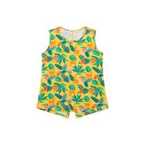 Regata Infantil Menina Em Cotton, Detalhes Nas Costas - Amarelo