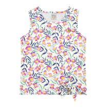 Regata Infantil Menina Meia Malha Estampa Flores Regata Infantil Menina Meia Malha Estampa Flores