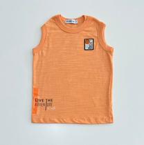 Regata Infantil Menino Divertto Laranja Estilo Urbano Moda Kids Verão Regata Infantil Menino Divertto Laranja Estilo Urbano Moda Kids Verão