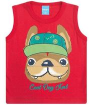 Regata Infantil Menino Meia Malha Aplique Cool Dog Kamylus Regata Infantil Menino Meia Malha Aplique Cool Dog Kamylus