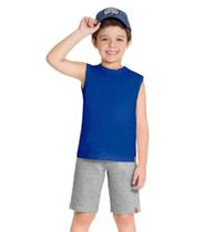 Regata Infantil Menino Preta Básica Lisa em 100% Algodão Gola Redonda Reforçada - Brandili