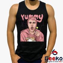 Regata Justin Bieber 100% Algodão Yummy Pop Geeko Regata Justin Bieber 100% Algodão Yummy Pop Geeko