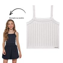 Regata Juvenil Menina Lilimoon Canelado Aplicação Strass Off White Regata Juvenil Menina Lilimoon Canelado Aplicação Strass Off White