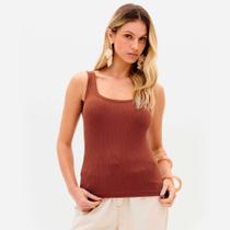 Regata Lança Perfume Canelada Ve26 Marrom Feminino Regata Lança Perfume Canelada Ve26 Marrom Feminino