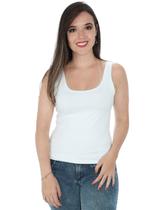 Regata Lisa Fitness Feminina Poliamida Básica Branca