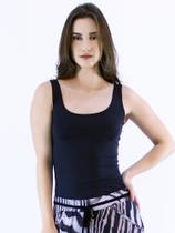 Regata Lisa Fitness Feminina Poliamida Básica Preta