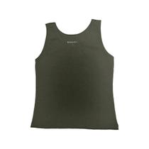 Regata listrada, basic+, em malha poliester com viscose e elastano, ref b973 na cor verde militar g
